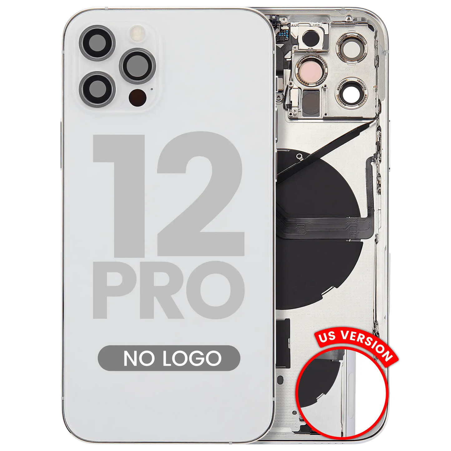 Back Housing W/ Small Parts For iPhone 12 Pro (US Version) (Aftermarket Plus) (Silver)
