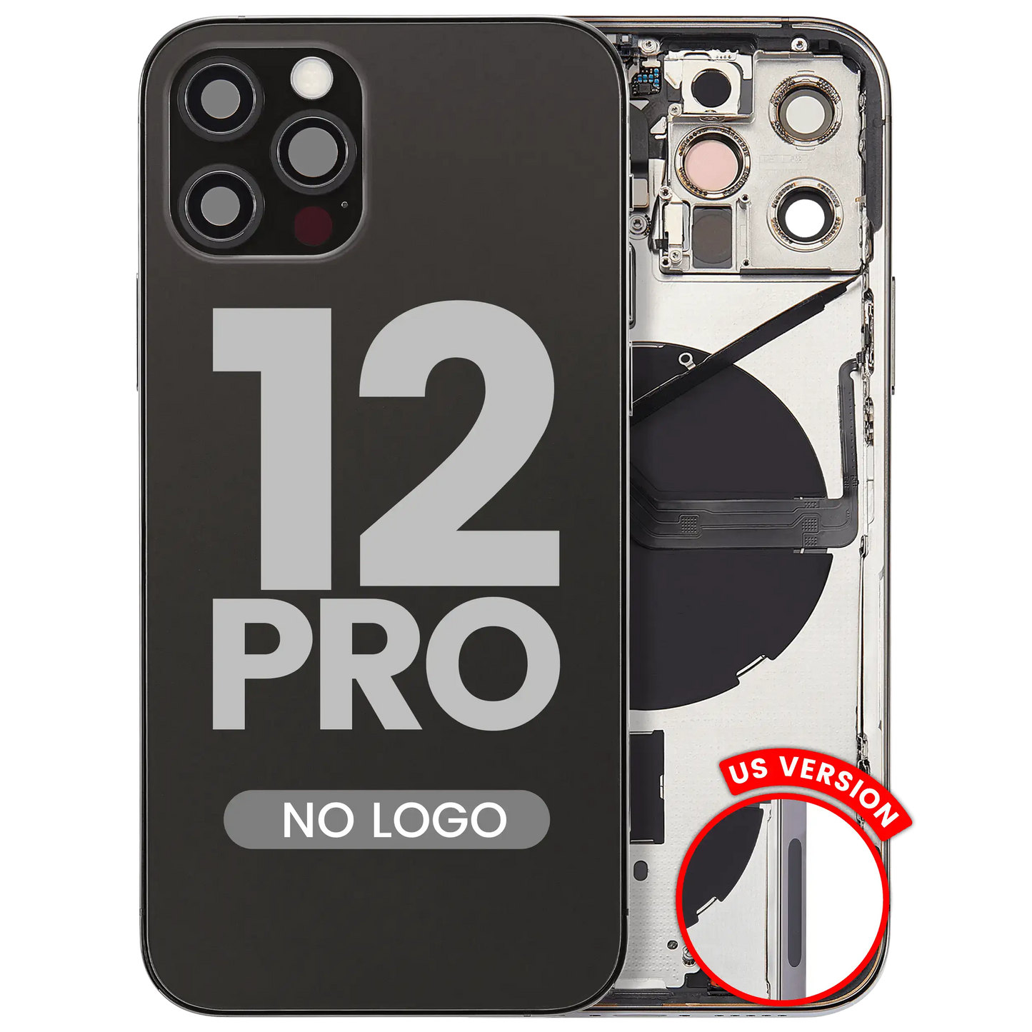 Back Housing W/ Small Parts For iPhone 12 Pro (US Version) (Aftermarket Plus) (Graphite)