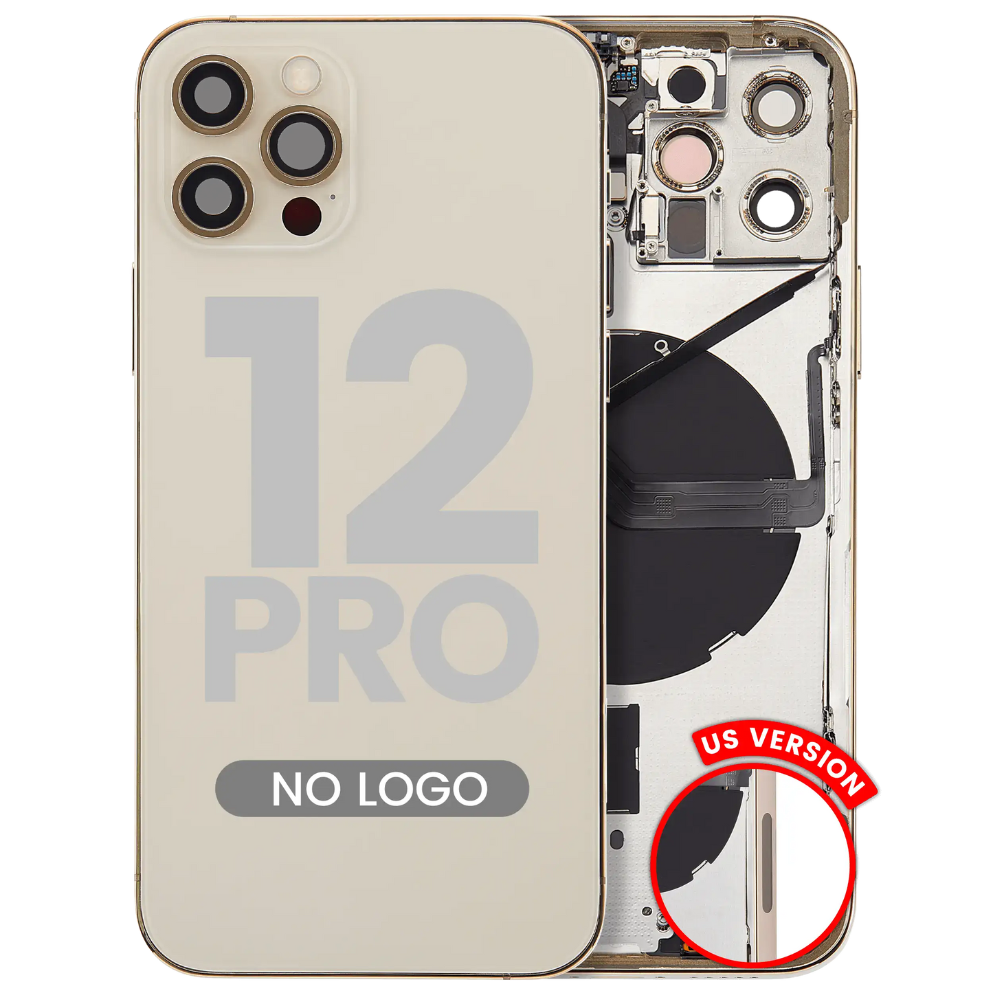 Back Housing W/ Small Parts For iPhone 12 Pro (US Version) (Aftermarket Plus) (Gold)