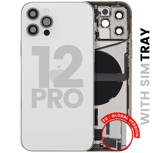 Back Housing W/ Charging Port Flex & Small Parts For iPhone 12 Pro (EU / Global Version) (Used OEM Pull: Grade A) (Silver)