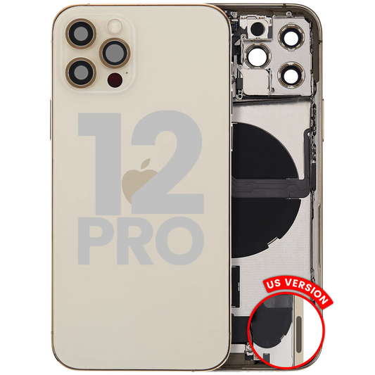Back Housing W/ Charging Port Flex & Small Parts For iPhone 12 Pro (US Version) (Used OEM Pull: Grade A) (Gold)