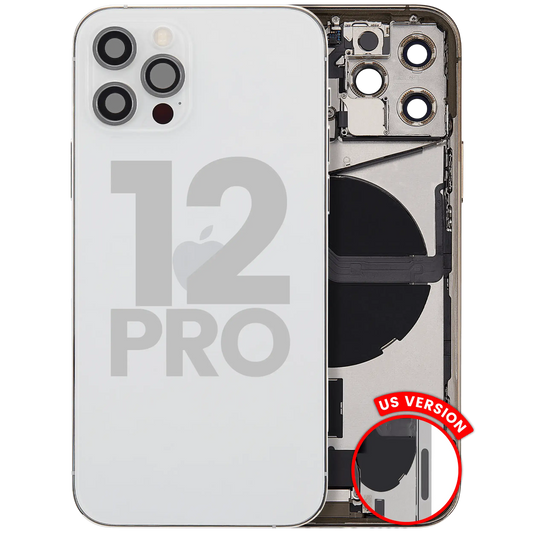 Back Housing W/ Charging Port Flex & Small Parts For iPhone 12 Pro (US Version) (Used OEM Pull: Grade A) (Silver)
