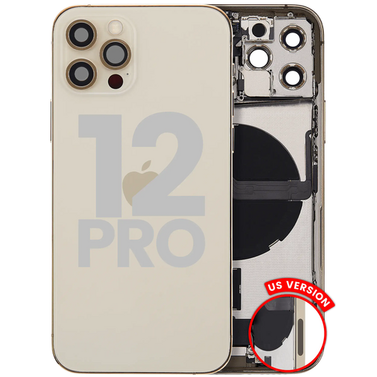 Back Housing W/ Charging Port Flex & Small Parts For iPhone 12 Pro (US Version) (Used OEM Pull: Grade B) (Gold)