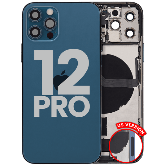 Back Housing W/ Charging Port Flex & Small Parts For iPhone 12 Pro (US Version) (Used OEM Pull: Grade B) (Pacific Blue)