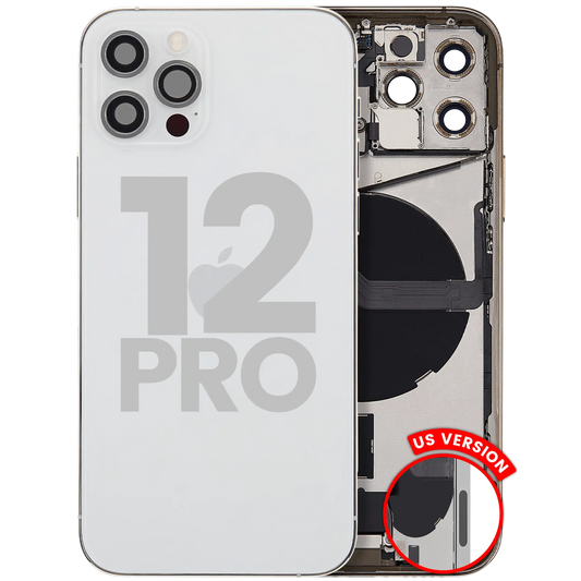 Back Housing W/ Charging Port Flex & Small Parts For iPhone 12 Pro (US Version) (Used OEM Pull: Grade B) (Silver)