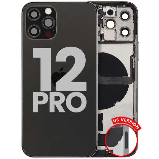 Back Housing W/ Charging Port Flex & Small Parts For iPhone 12 Pro (US Version) (Used OEM Pull: Grade C) (Graphite)