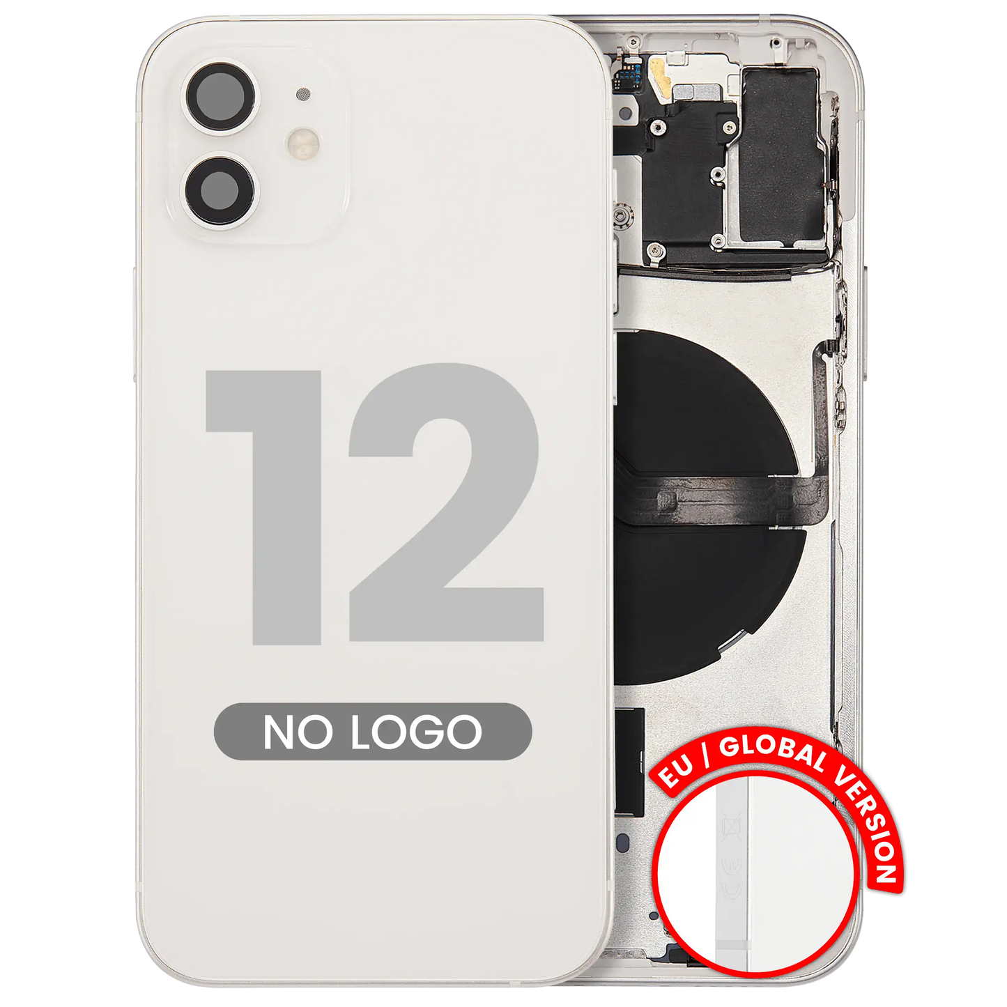 Back Housing W/ Small Parts For iPhone 12 (EU / Global Version) (Aftermarket Plus) (White)