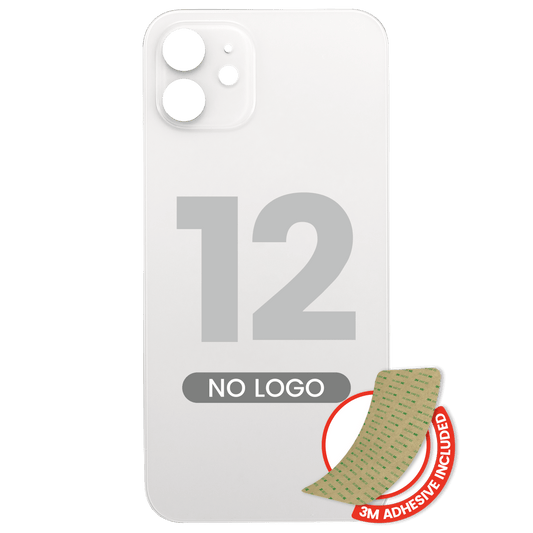 Back Glass With 3M Adhesive For iPhone 12 (No Logo / Large Camera Hole) (White)