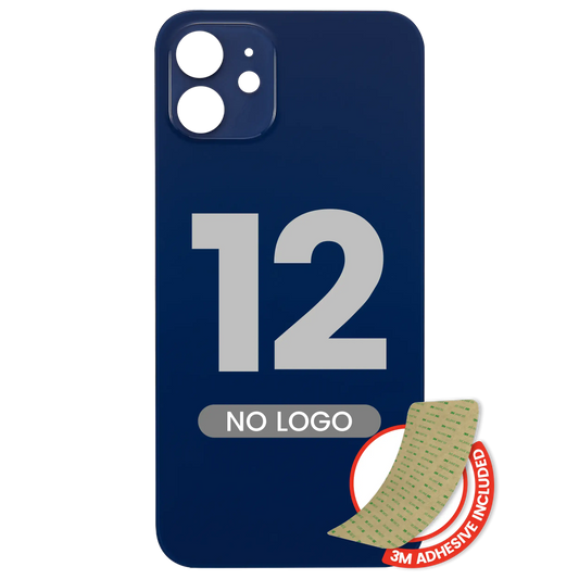 Back Glass With 3M Adhesive For iPhone 12 (No Logo / Large Camera Hole) (Blue)