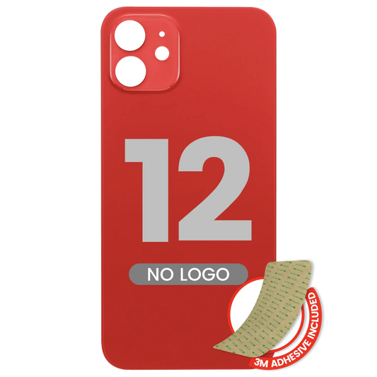 Back Glass With 3M Adhesive For iPhone 12 (No Logo / Large Camera Hole) (Red)
