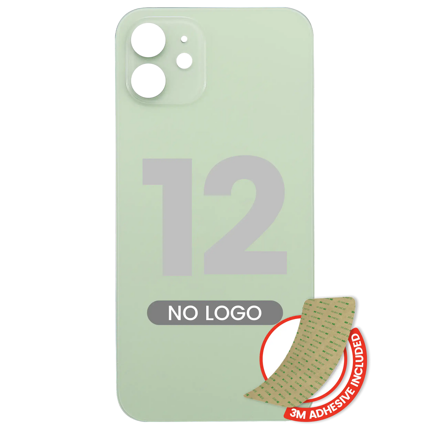 Back Glass With 3M Adhesive For iPhone 12 (No Logo / Large Camera Hole) (Green)