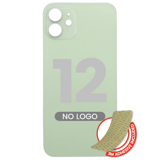Back Glass With 3M Adhesive For iPhone 12 (No Logo / Large Camera Hole) (Green)