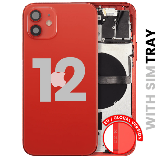 Back Housing W/ Small Parts For iPhone 12 (EU / Global Version) (Used OEM Pull: Grade A) (Red)