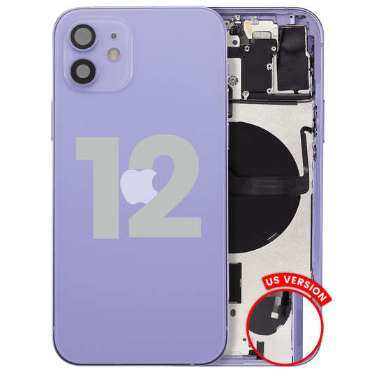 Back Housing W/ Small Parts For iPhone 12 (US Version) (Used OEM Pull: Grade B) (Purple)