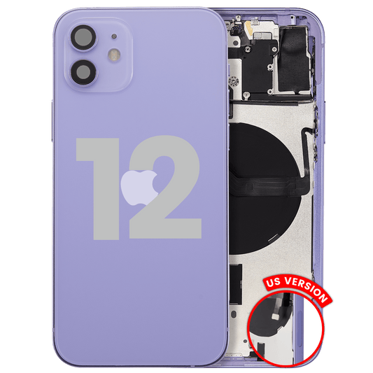 Back Housing W/ Small Parts For iPhone 12 (US Version) (Used OEM Pull: Grade C) (Purple)