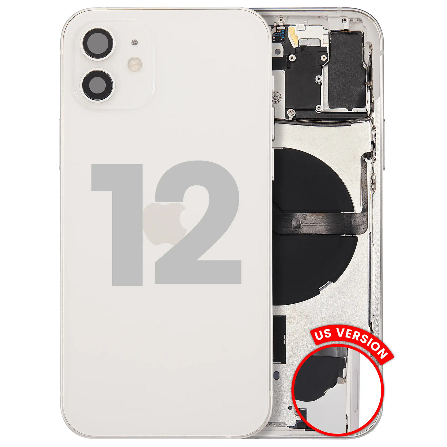 Back Housing W/ Small Parts For iPhone 12 (US Version) (Used OEM Pull: Grade A) (White)