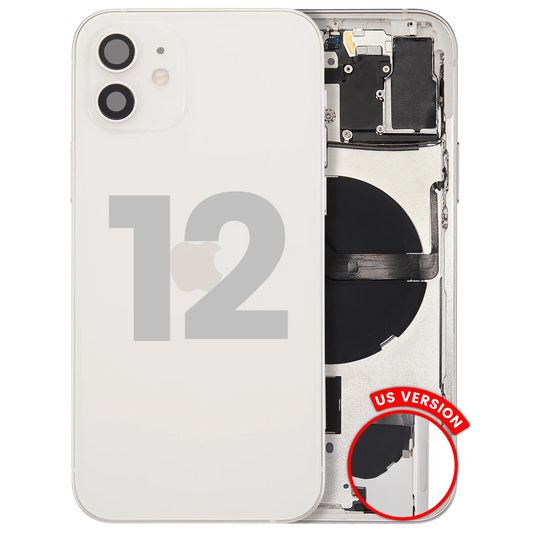 Back Housing W/ Small Parts For iPhone 12 (US Version) (Used OEM Pull: Grade A) (White)