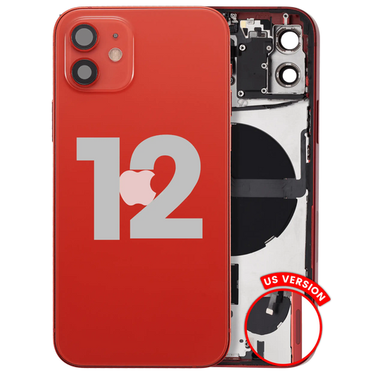 Back Housing W/ Small Parts For iPhone 12 (US Version) (Used OEM Pull: Grade A) (Red)