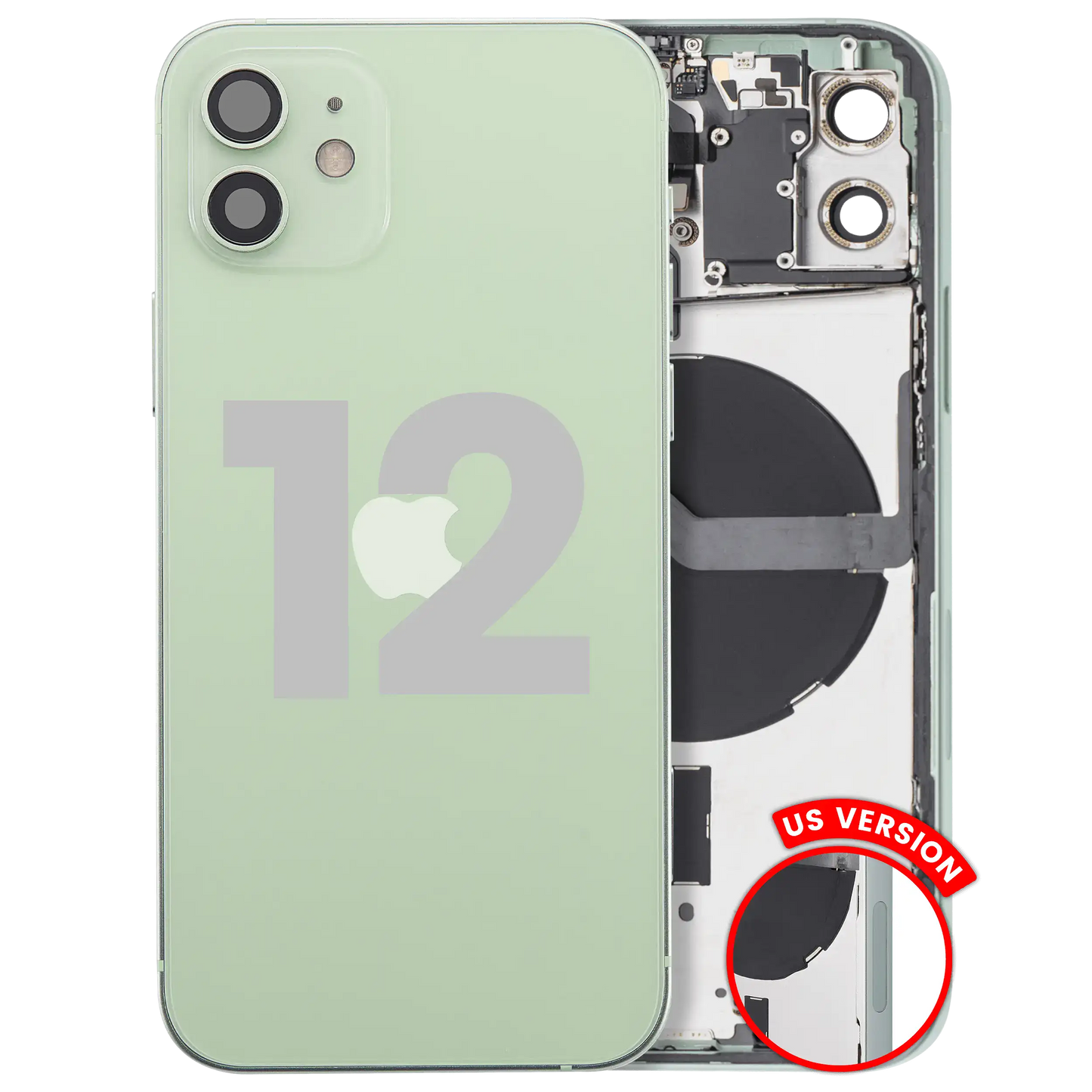 Back Housing W/ Small Parts For iPhone 12 (US Version) (Used OEM Pull: Grade A) (Green)
