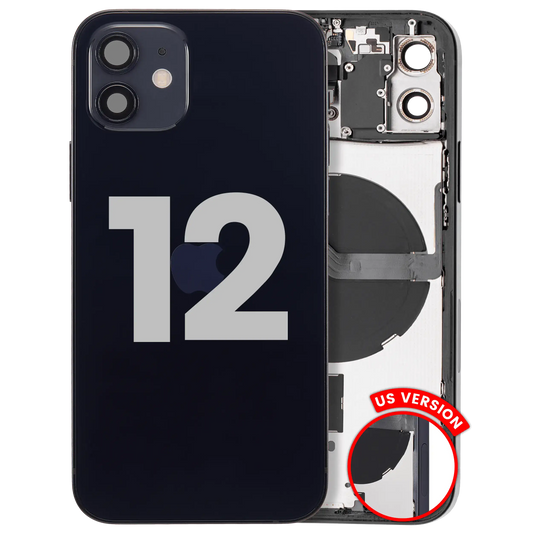 Back Housing W/ Small Parts For iPhone 12 (US Version) (Used OEM Pull: Grade B) (Black)