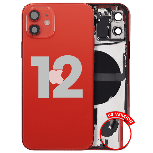 Back Housing W/ Small Parts For iPhone 12 (US Version) (Used OEM Pull: Grade B) (Red)
