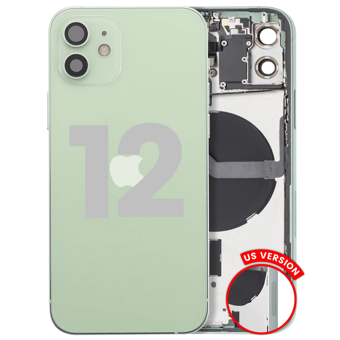 Back Housing W/ Small Parts For iPhone 12 (US Version) (Used OEM Pull: Grade B) (Green)