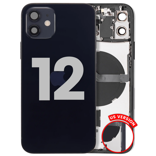 Back Housing W/ Small Parts For iPhone 12 (US Version) (Used OEM Pull: Grade C) (Black)