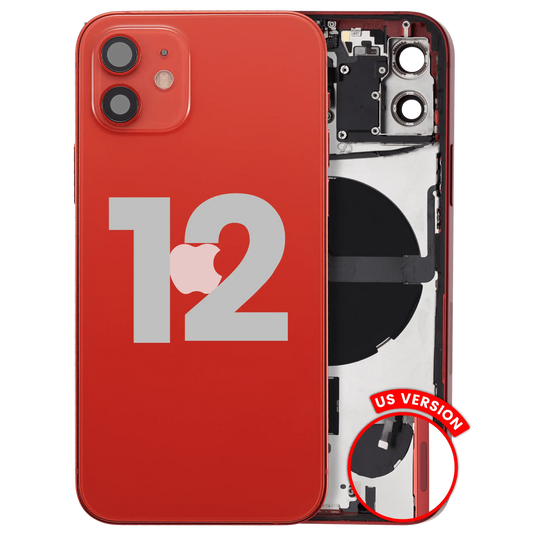 Back Housing W/ Small Parts For iPhone 12 (US Version) (Used OEM Pull: Grade C) (Red)