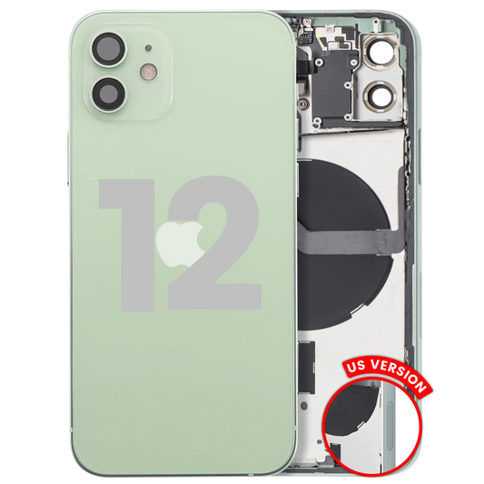 Back Housing W/ Small Parts For iPhone 12 (US Version) (Used OEM Pull: Grade C) (Green)
