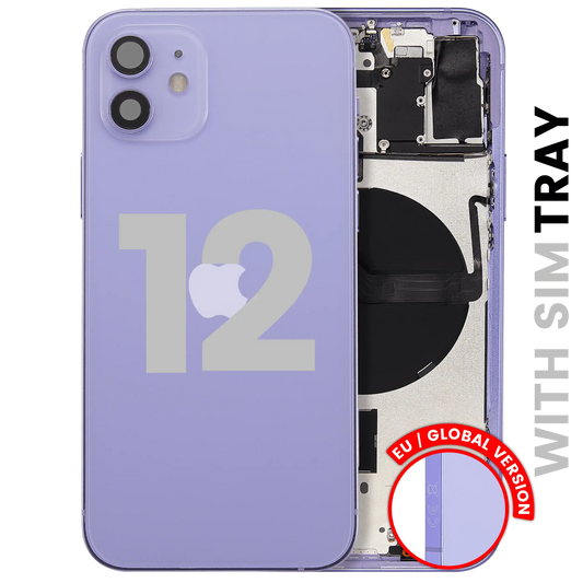 Back Housing W/ Small Parts For iPhone 12 (EU / Global Version) (Used OEM Pull: Grade A) (Purple)