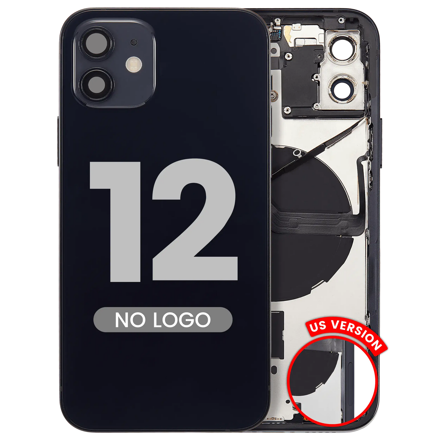 Back Housing W/ Small Parts For iPhone 12 (US Version) (Aftermarket Plus) (Black)