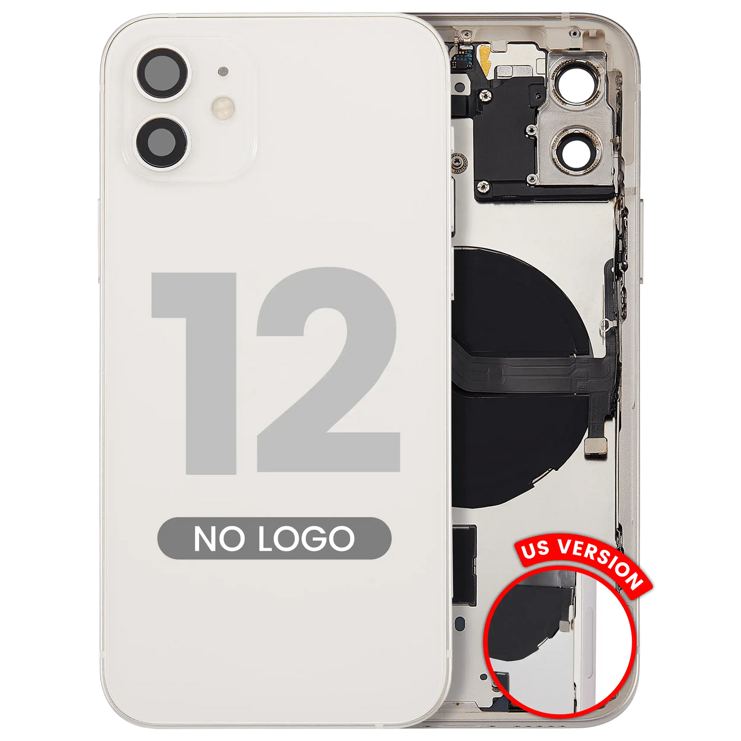 Back Housing W/ Small Parts For iPhone 12 (US Version) (Aftermarket Plus) (White)