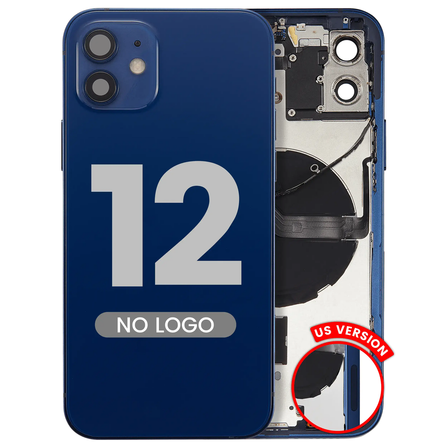 Back Housing W/ Small Parts For iPhone 12 (US Version) (Aftermarket Plus) (Blue)
