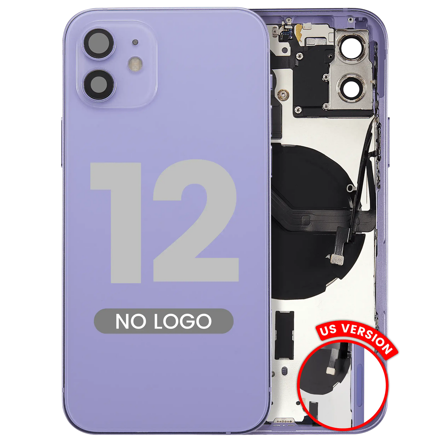 Back Housing W/ Small Parts For iPhone 12 (US Version) (Aftermarket Plus) (Purple)
