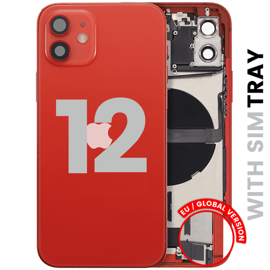 Back Housing W/ Charging Port Flex & Small Parts For iPhone 12 (EU / Global Version) (Used OEM Pull: Grade A) (Red)