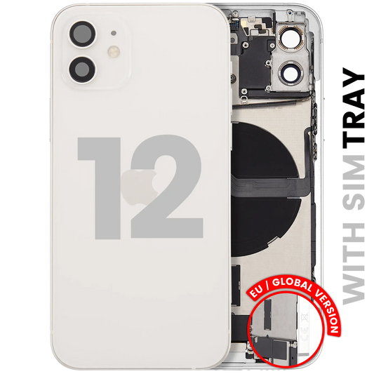Back Housing W/ Charging Port Flex & Small Parts For iPhone 12 (EU / Global Version) (Used OEM Pull: Grade B) (White)