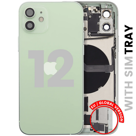 Back Housing W/ Charging Port Flex & Small Parts For iPhone 12 (EU / Global Version) (Used OEM Pull: Grade C) (Green)