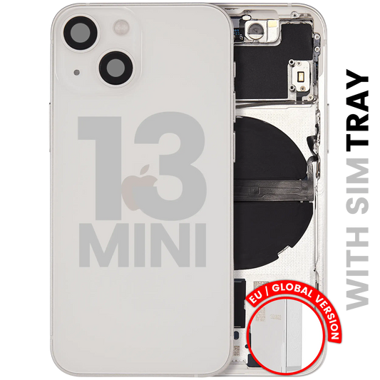 Back Housing W/ Small Parts For iPhone 13 Mini (EU / Global Version) (Used OEM Pull: Grade C) (Starlight)