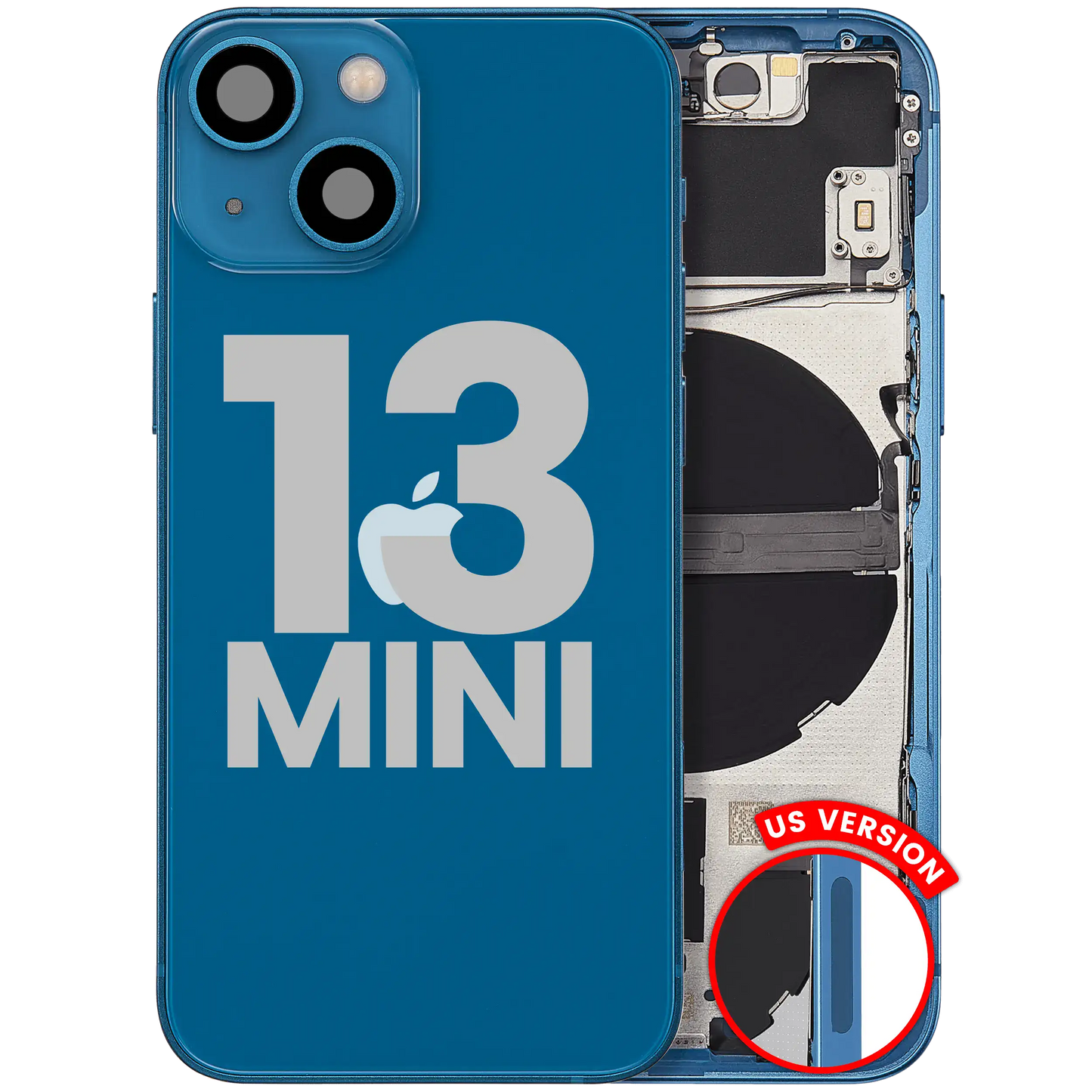 Back Housing W/ Small Parts For iPhone 13 Mini (US Version) (Used OEM Pull: Grade A) (Blue)