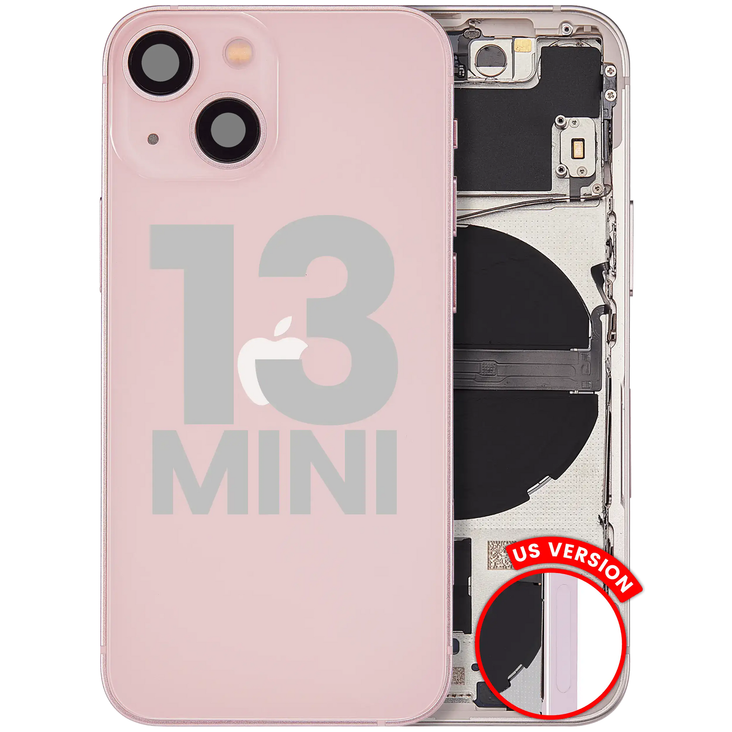 Back Housing W/ Small Parts For iPhone 13 Mini (US Version) (Used OEM Pull: Grade A) (Pink)
