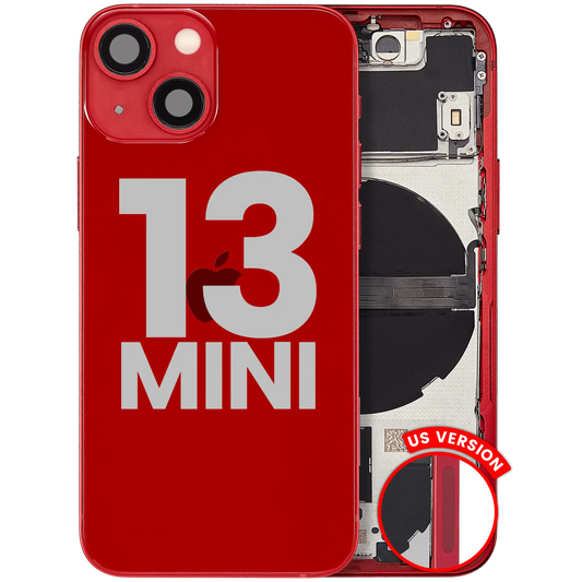 Back Housing W/ Small Parts For iPhone 13 Mini (US Version) (Used OEM Pull: Grade A) (Red)