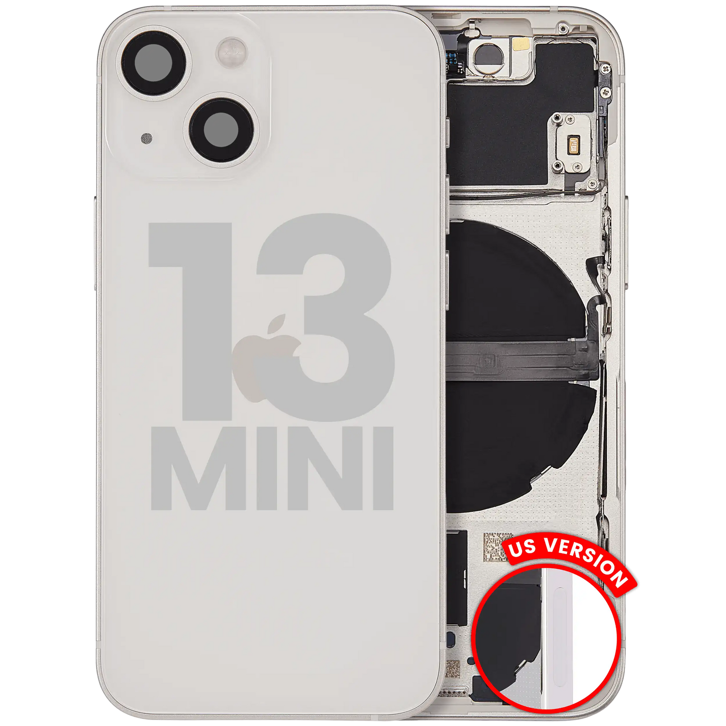 Back Housing W/ Small Parts For iPhone 13 Mini (US Version) (Used OEM Pull: Grade B) (Starlight)