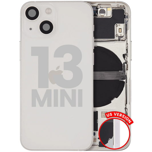 Back Housing W/ Small Parts For iPhone 13 Mini (US Version) (Used OEM Pull: Grade B) (Starlight)