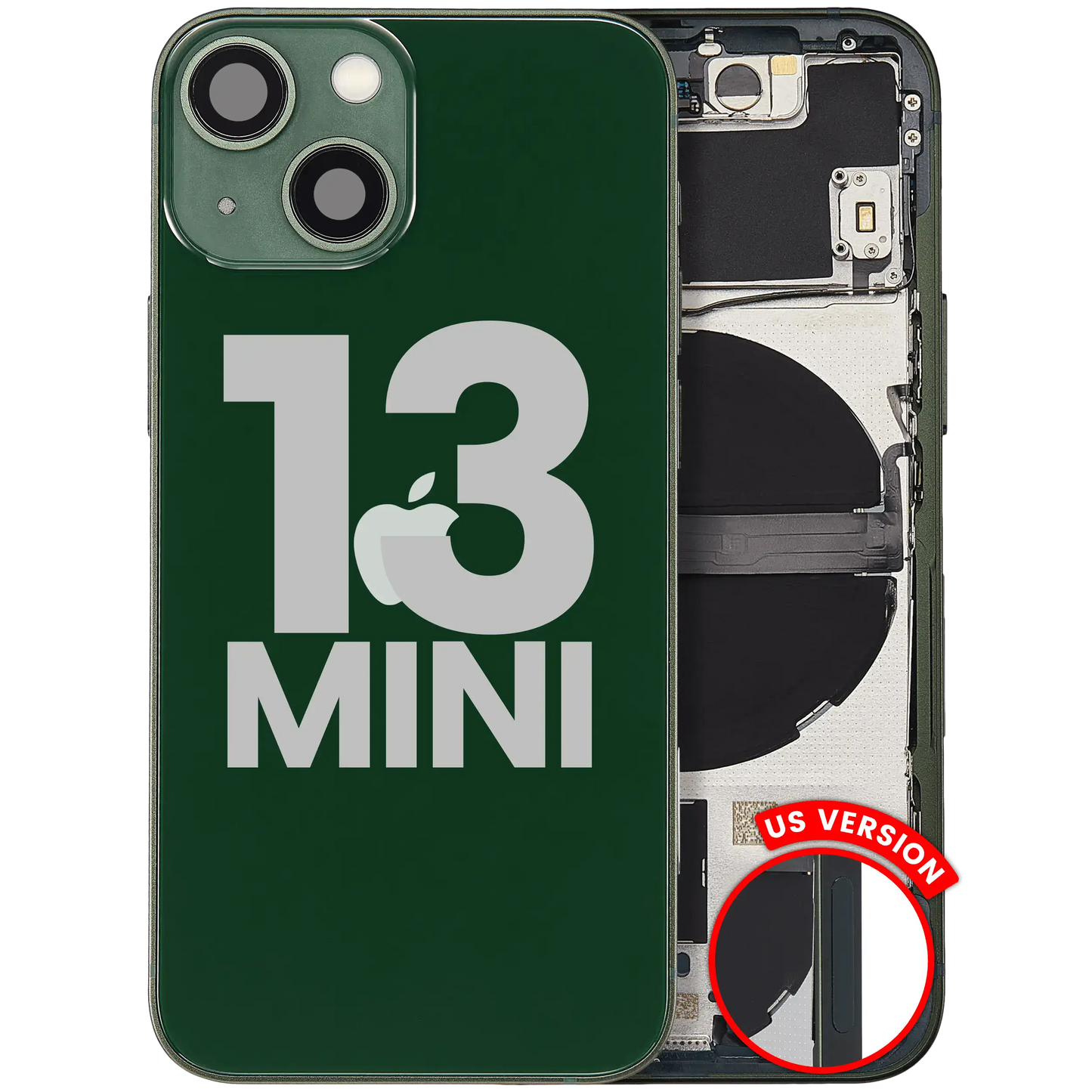 Back Housing W/ Small Parts For iPhone 13 Mini (US Version) (Used OEM Pull: Grade B) (Green)