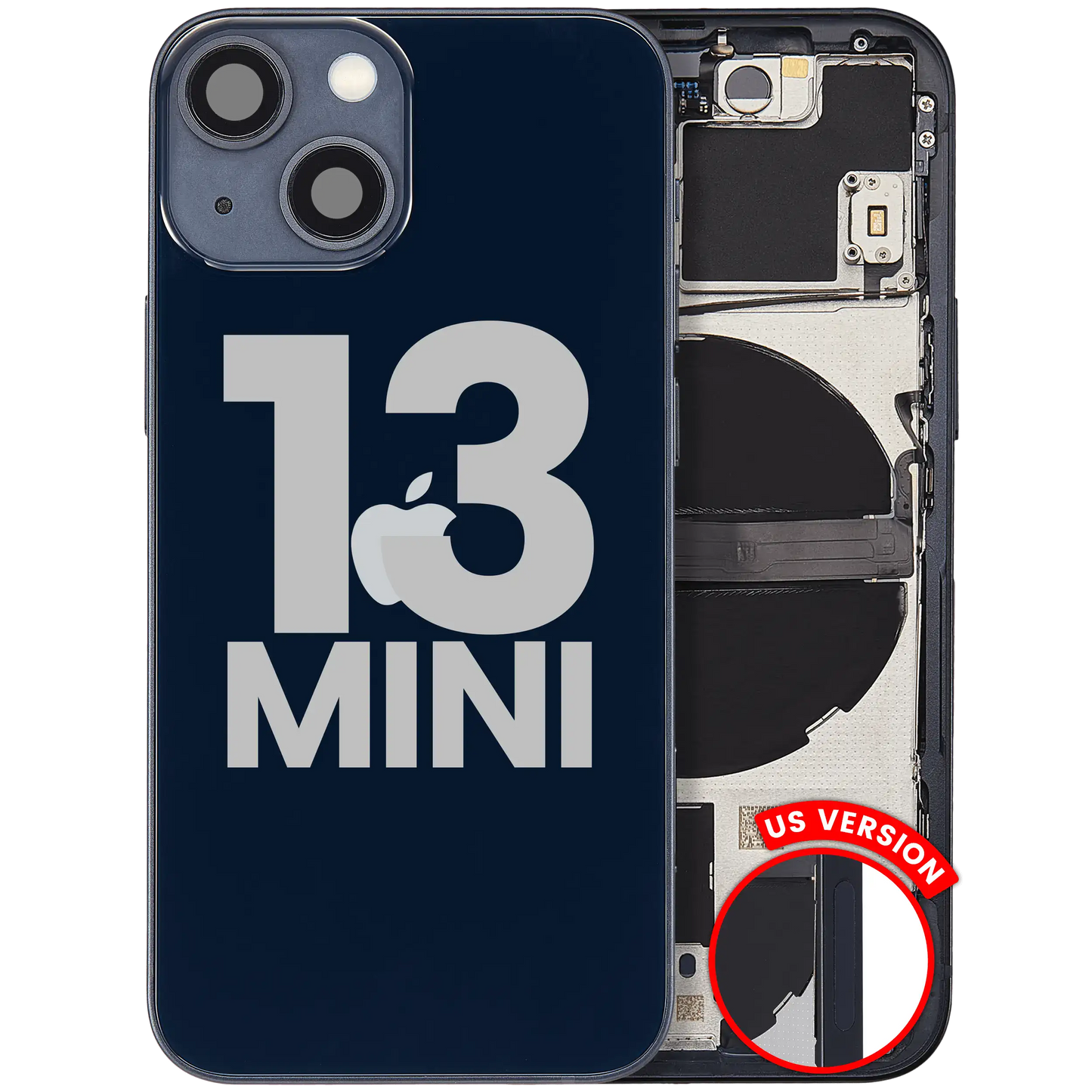 Back Housing W/ Small Parts For iPhone 13 Mini (US Version) (Used OEM Pull: Grade C) (Midnight)