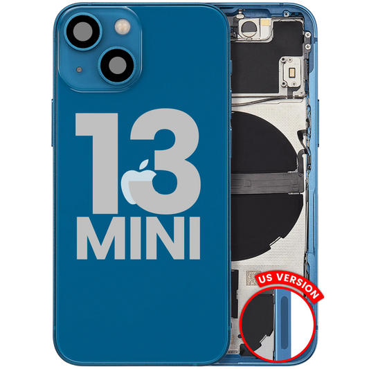 Back Housing W/ Small Parts For iPhone 13 Mini (US Version) (Used OEM Pull: Grade C) (Blue)
