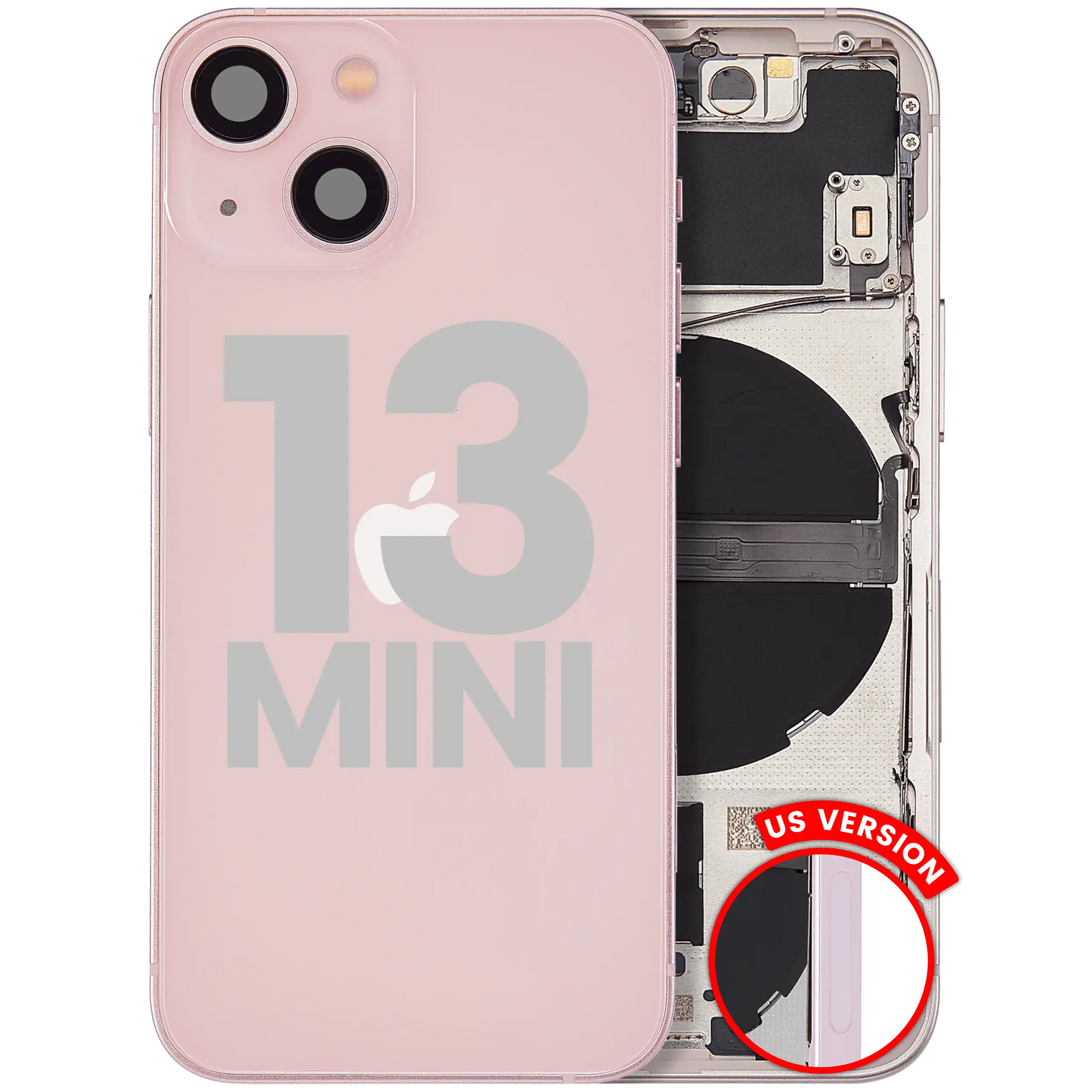 Back Housing W/ Small Parts For iPhone 13 Mini (US Version) (Used OEM Pull: Grade C) (Pink)