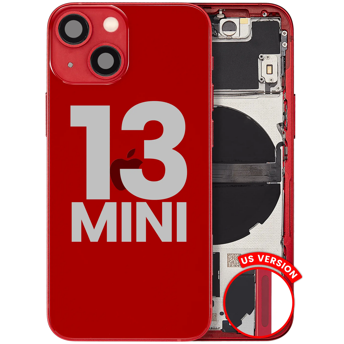 Back Housing W/ Small Parts For iPhone 13 Mini (US Version) (Used OEM Pull: Grade C) (Red)