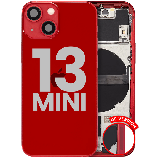 Back Housing W/ Small Parts For iPhone 13 Mini (US Version) (Used OEM Pull: Grade C) (Red)
