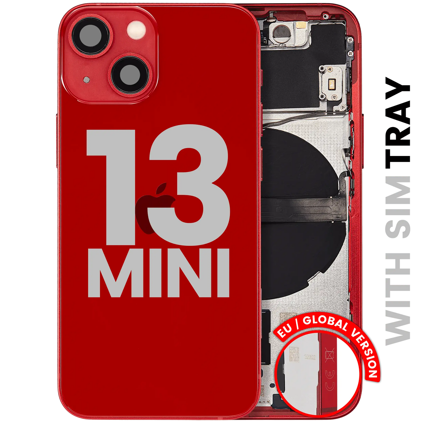 Back Housing W/ Small Parts For iPhone 13 Mini (EU / Global Version) (Used OEM Pull: Grade A) (Red)